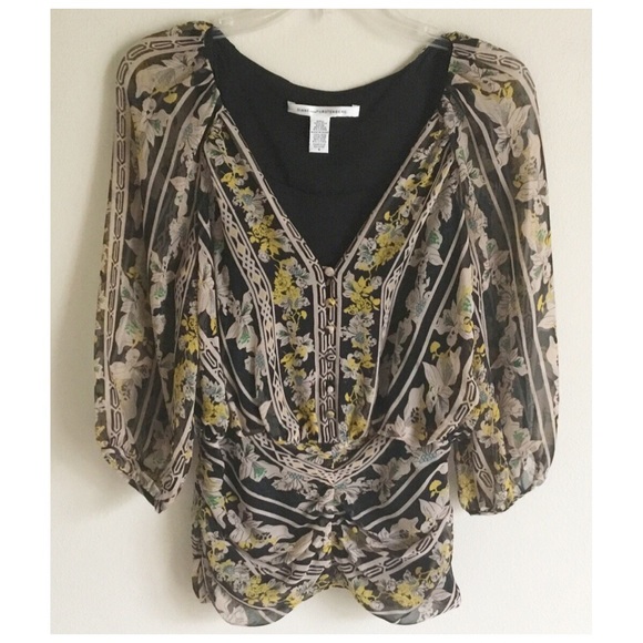 Diane Von Furstenberg Tops - Diane Von Furstenberg Floral Silk Top